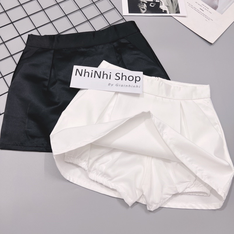 Chân váy tacta lót quần trong dáng xoè đẹp, Chân váy dáng A cạp cao CV858 - NhiNhi Shop