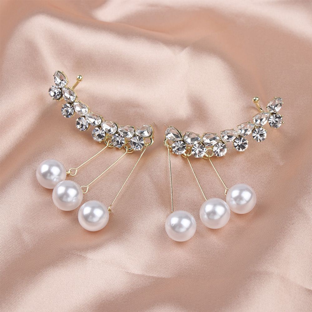Khuyên Tai Tua Rua Đính Đá Zircon Ngọc Trai Thanh Lịch Thời Trang Cho Nữ Dự Tiệc