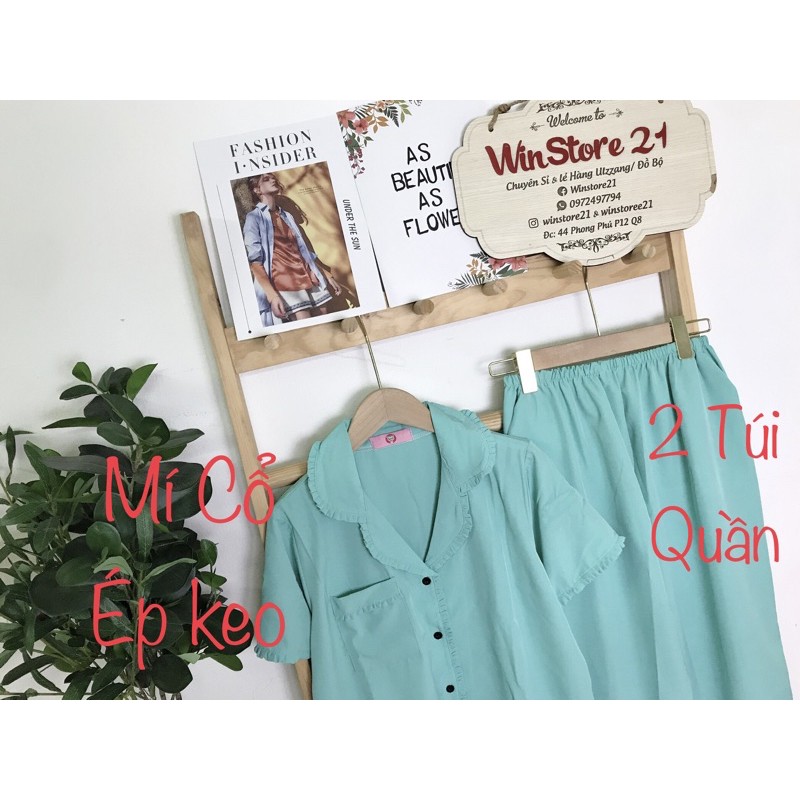 ( FreeSize Lụa Hàn ) Đồ Bộ Pijama Lụa Hàn Bèo TNQD.