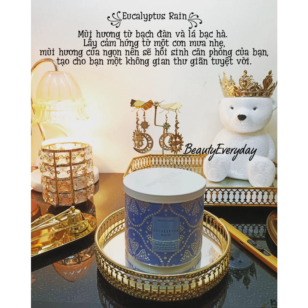 Nến Thơm 3 bấc Eucalyptus Rain Bath & Body Works 411g