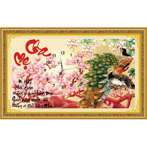 Tranh thêu chữ thập 3D Đồng hồ Cha Mẹ 222763 - KT:(74x46)cm