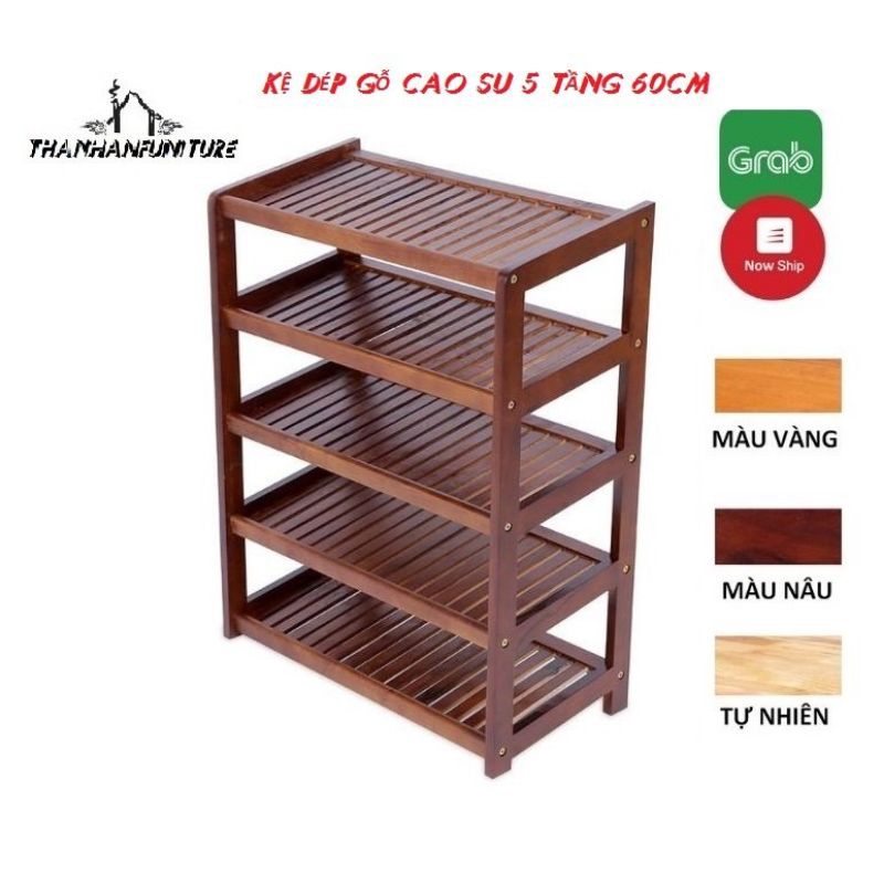 Kệ giày dép 5 tầng 60cm gỗ cao su