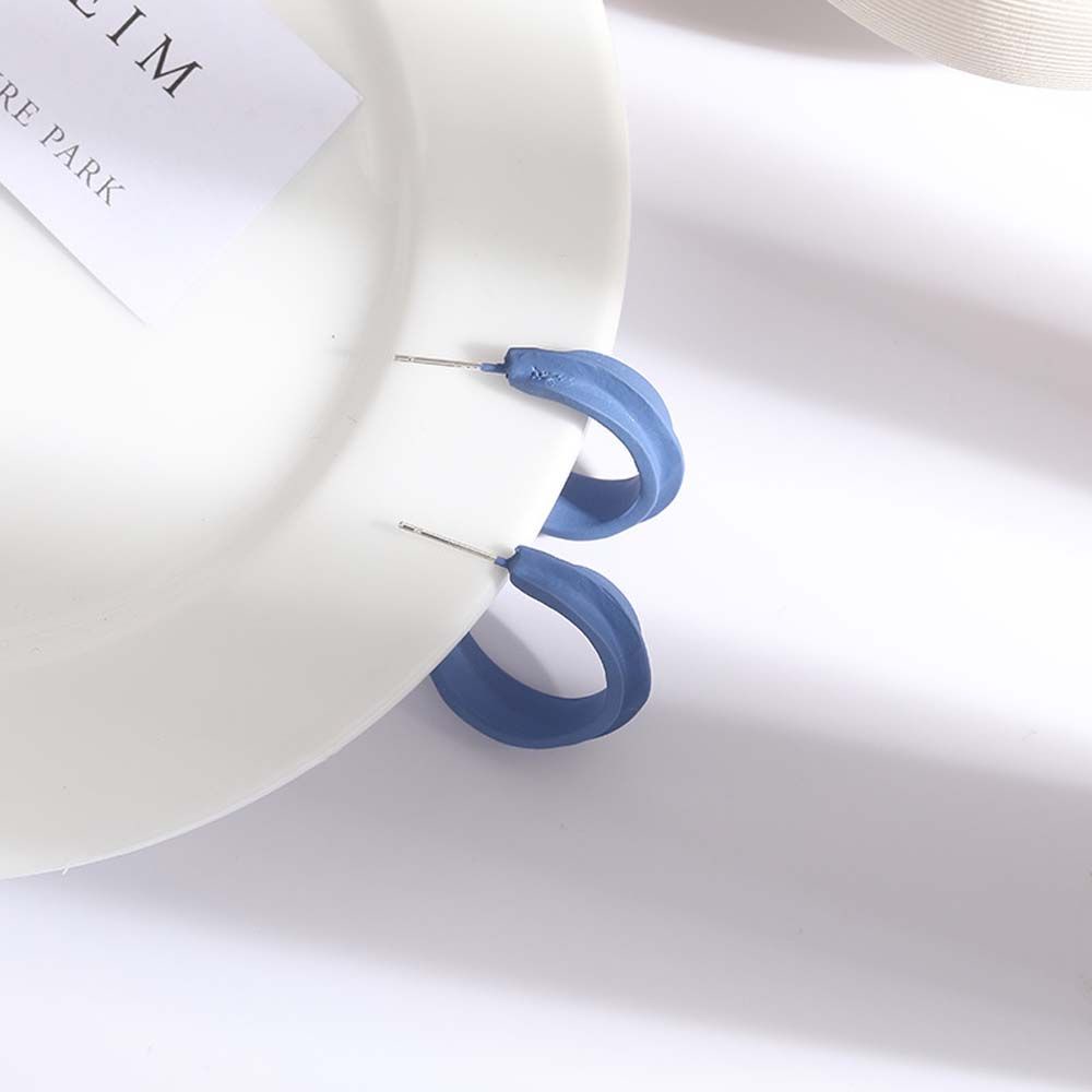 Khuyên tai tròn màu xanh lam thời trang Hàn Quốc cho nữ