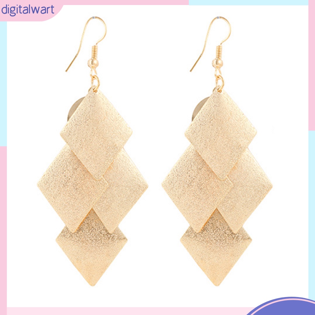 Cặp khuyên tai nữ thiết hình vuông xếp lớp cá tính sang trọng dành cho nữ