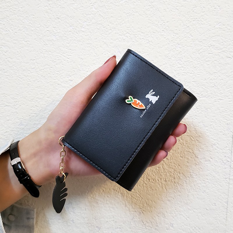 Ví Ngắn Đựng Thẻ / Tiền Xu Chống Trầy Xước Hình Thỏ Dễ Thương Phong Cách Hàn Quốc Cho Nữ