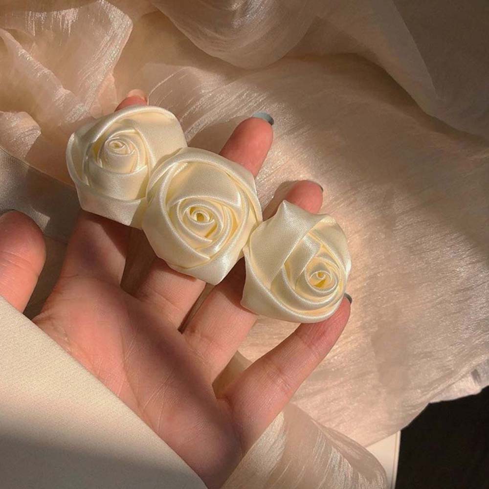 Kẹp Tóc Hình Hoa Hồng Chất Liệu Satin Thời Trang Cho Nữ