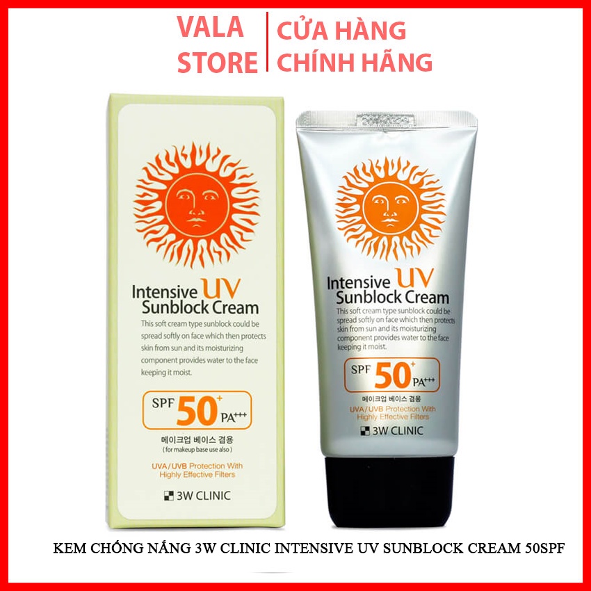 Kem Chống Nắng 3W Clinic Intensive UV Sunblock Cream 50SPF 70ml, Hàn Quôc