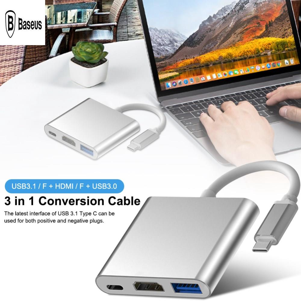 Hub chuyển đổi dây cáp USB Type C 3 trong 1 sang 4K HDMI cổng USB 3.0 + Type-C