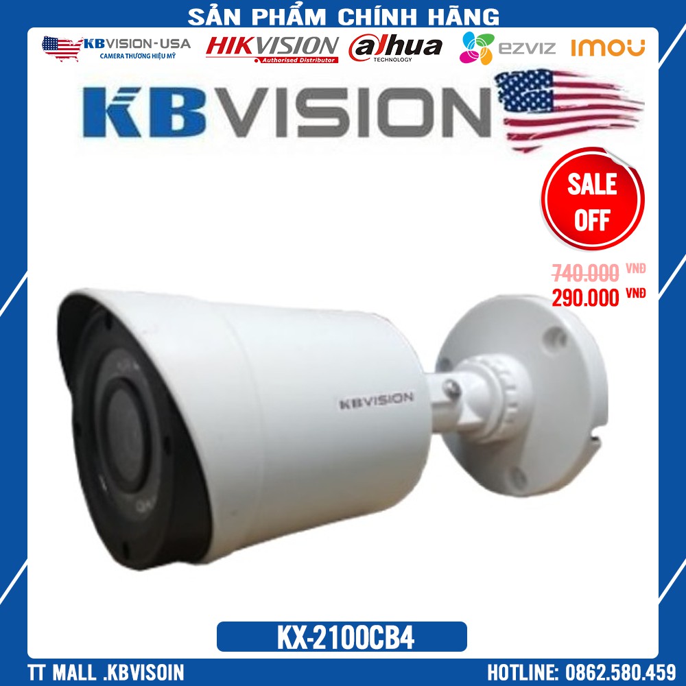 {Giá HỦY DIỆT} Camera Thân KBvision KX-2100CB4 Full HD 2.0MP Hồng Ngoại Thương hiệu Mỹ - Bảo hành chính hãng 2 năm