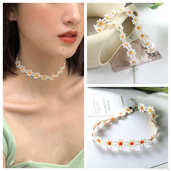 Vòng cổ dệt hình hoa cúc thủ công thời trang cho nữ