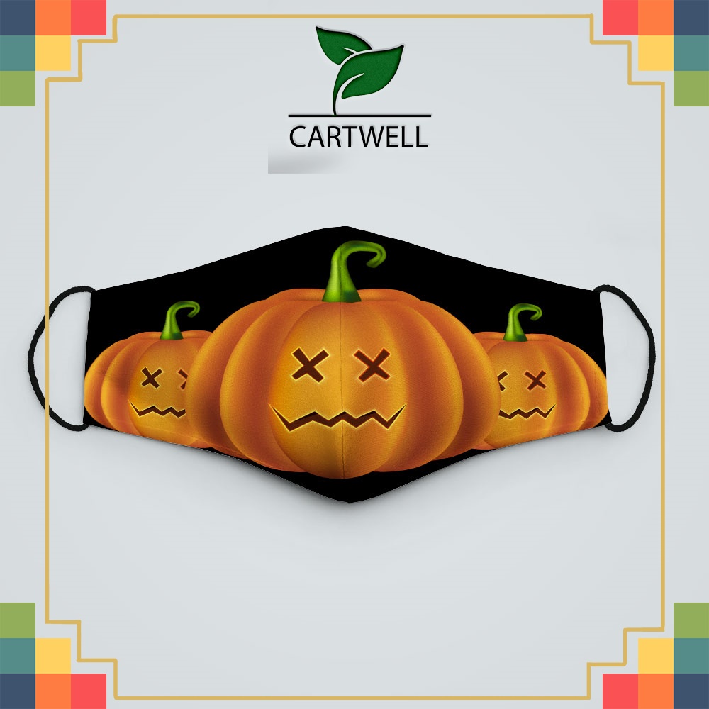 Khẩu trang vải xuất khẩu Pumpkin_3154 CARTWELL chất liệu vải mềm 2 lớp phòng dịch bệnh lọc không khí kháng khuẩn