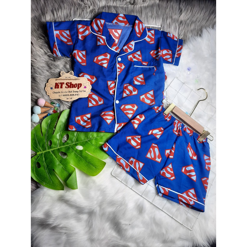 (15-32kg)💖100% vải KATE THÁI XỊN, KHÔNG PHA COTTON 💖Bộ Pijama cộc tay trẻ em 💖may viền tỉ mỉ cho bé trai, bé gái