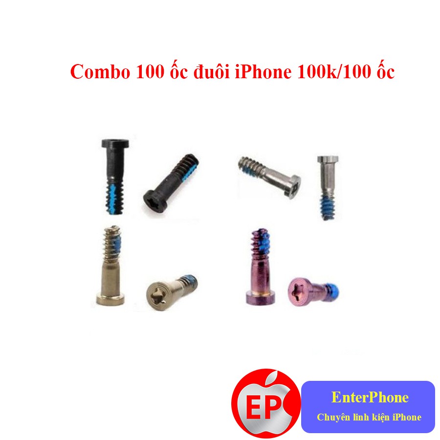 Combo 100 Ốc đuôi iPhone 5G/ 5S/ 6G/ 6S/ 6Plus/ 6S Plus/ 7G/ 7 Plus/ 8G/ 8 Plus giá hạt rẻ