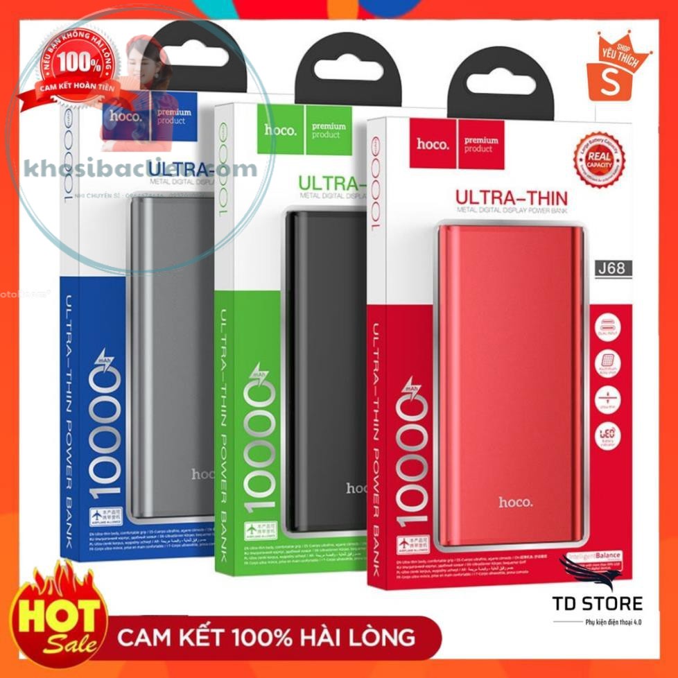 Pin sạc dự phòng Hoco J68 Resourceful 10000mAh Output 2A, LCD, Vỏ kim loại - Hàng chính hãng