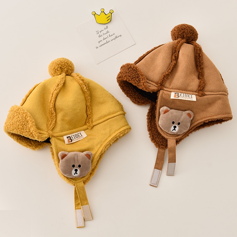 Mũ lông siêu dễ thương bảo vệ tai thời trang thu đông dành cho bé trai