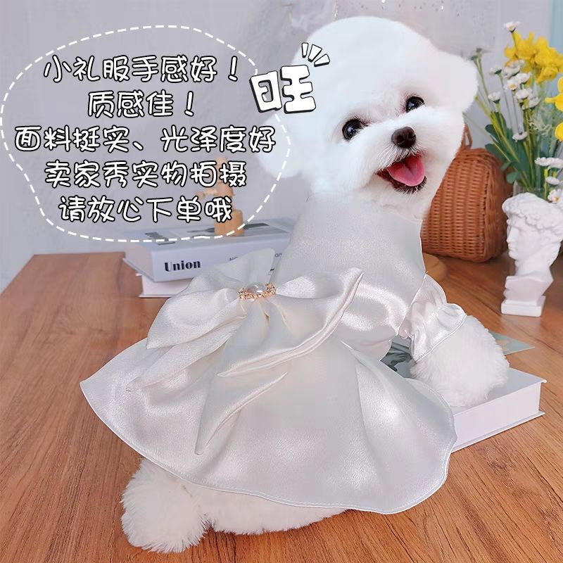 Đầm Váy Công Chúa, Váy Cưới Cho Chó Mèo Thú Cưng, Đính Nơ To Thiết Kế Cao Cấp