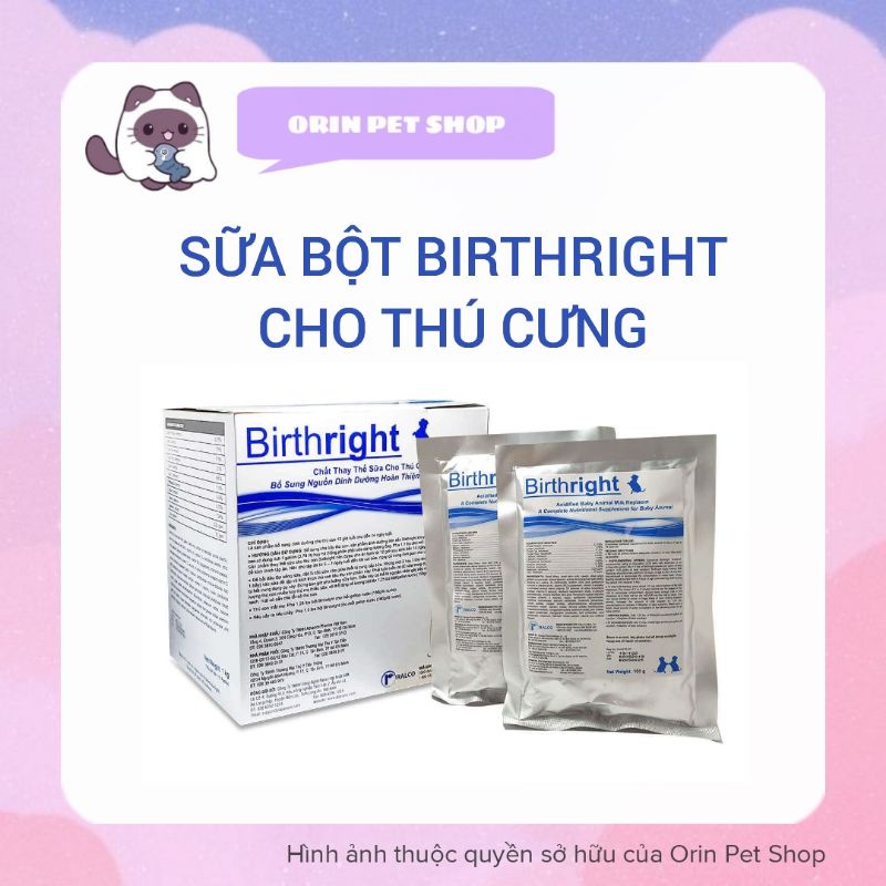 Sữa bột Birthright cho chó mèo gói 100g