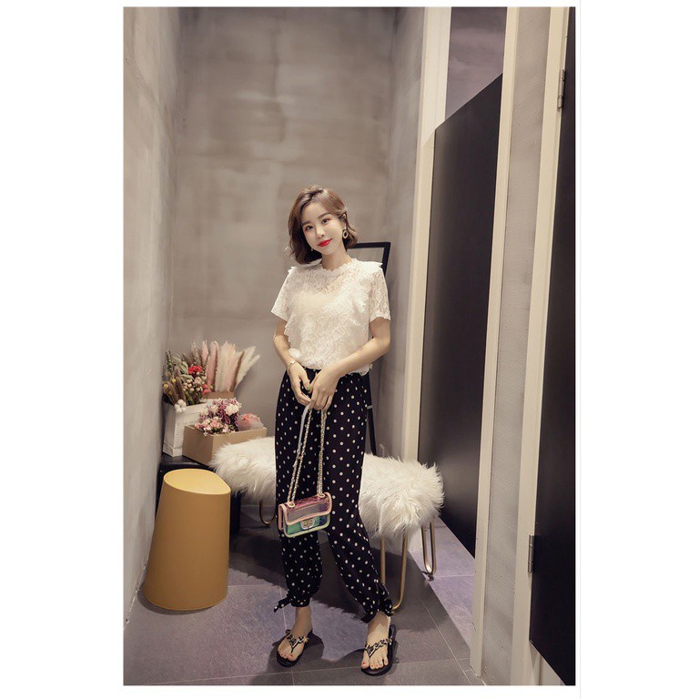 Áo kiểu nữ BH phối ren tay ngắn thời trang mùa hè