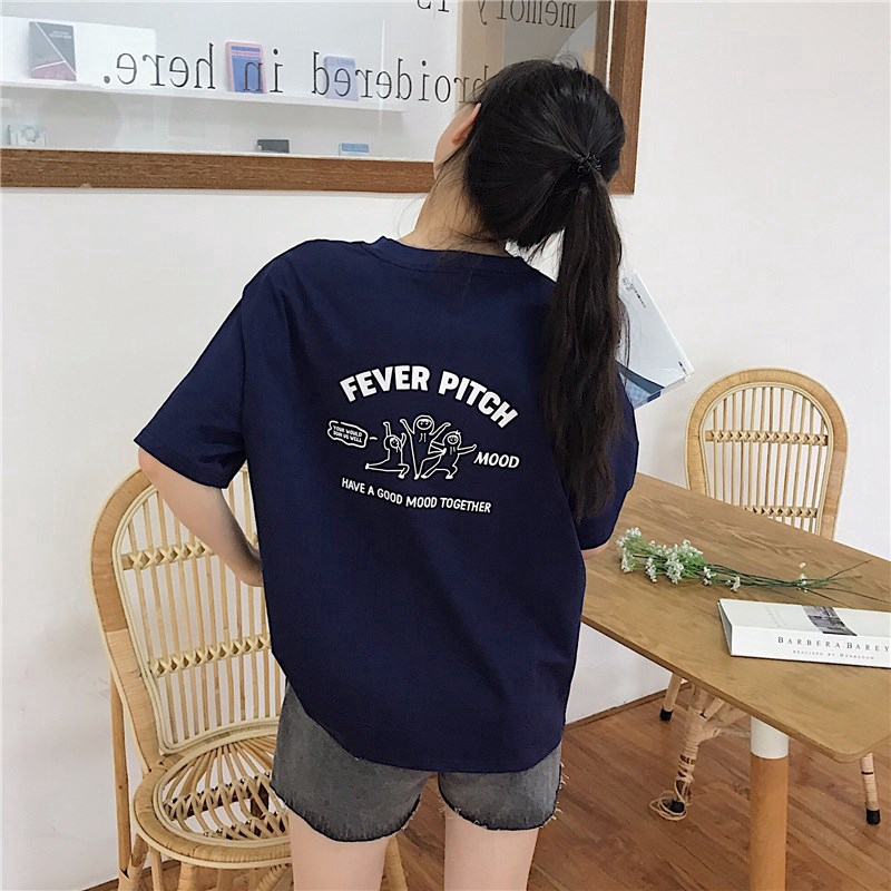 Áo thun SUXI tay ngắn cổ tròn dáng suông in chữ nhiều màu tùy chọn phong cách Hàn Quốc thời trang cho nữ