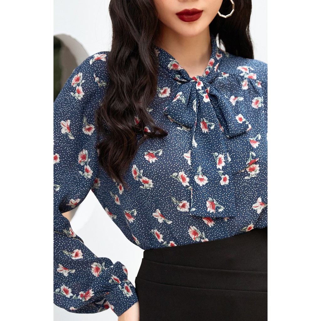 [Mã WABRM50 giảm 15% đơn 99k] Áo sơ mi dài tay cổ thắt nơ 20 Again ASA0874 | BigBuy360 - bigbuy360.vn