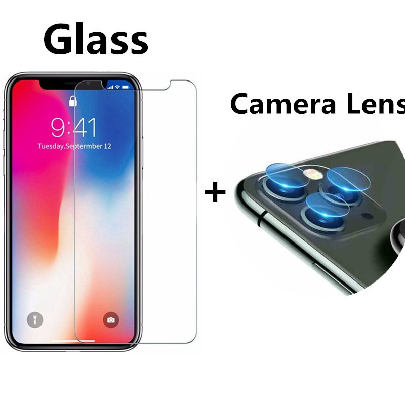 Phim bảo vệ màn hình 2 IN 1 Kính cường lực + Phim Camera Lens cho iphone 6 6s 7 8 plus X XR XS MAX 11 PRO MAX