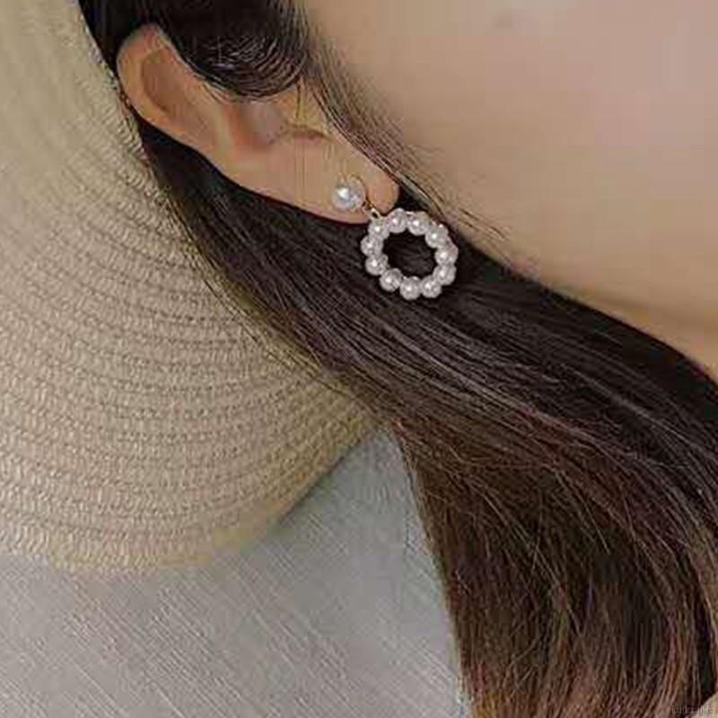 Bông tai hình vuông đính ngọc trai thanh lịch