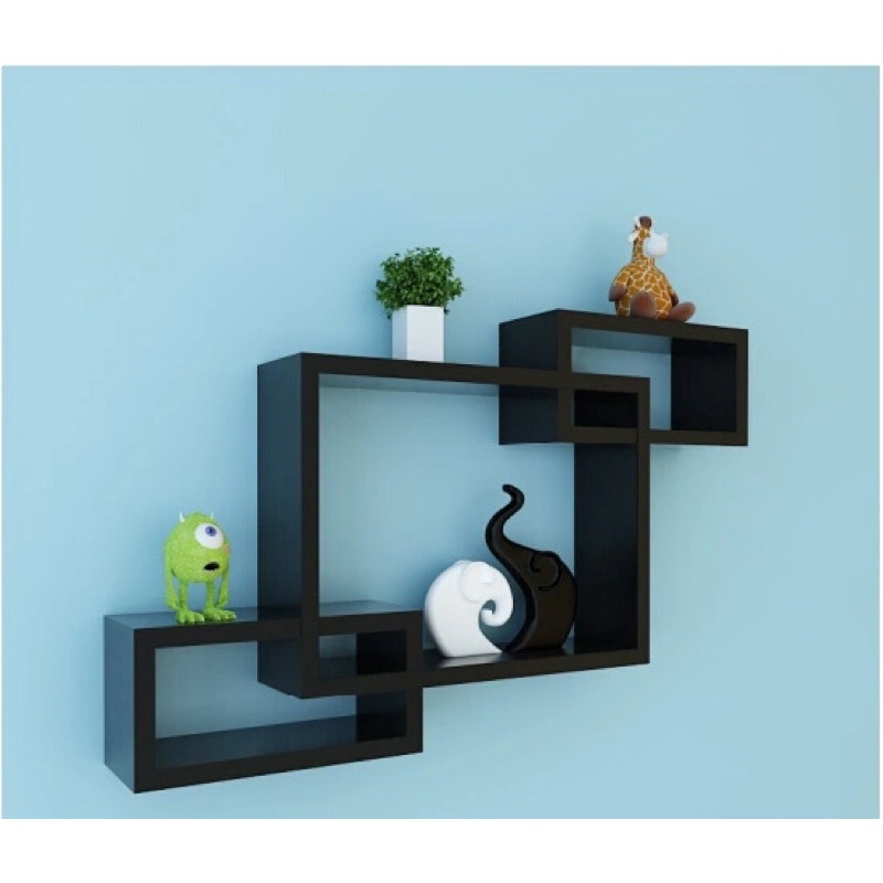 Kệ trang trí , decor gỗ treo tường bộ vuông lồng.