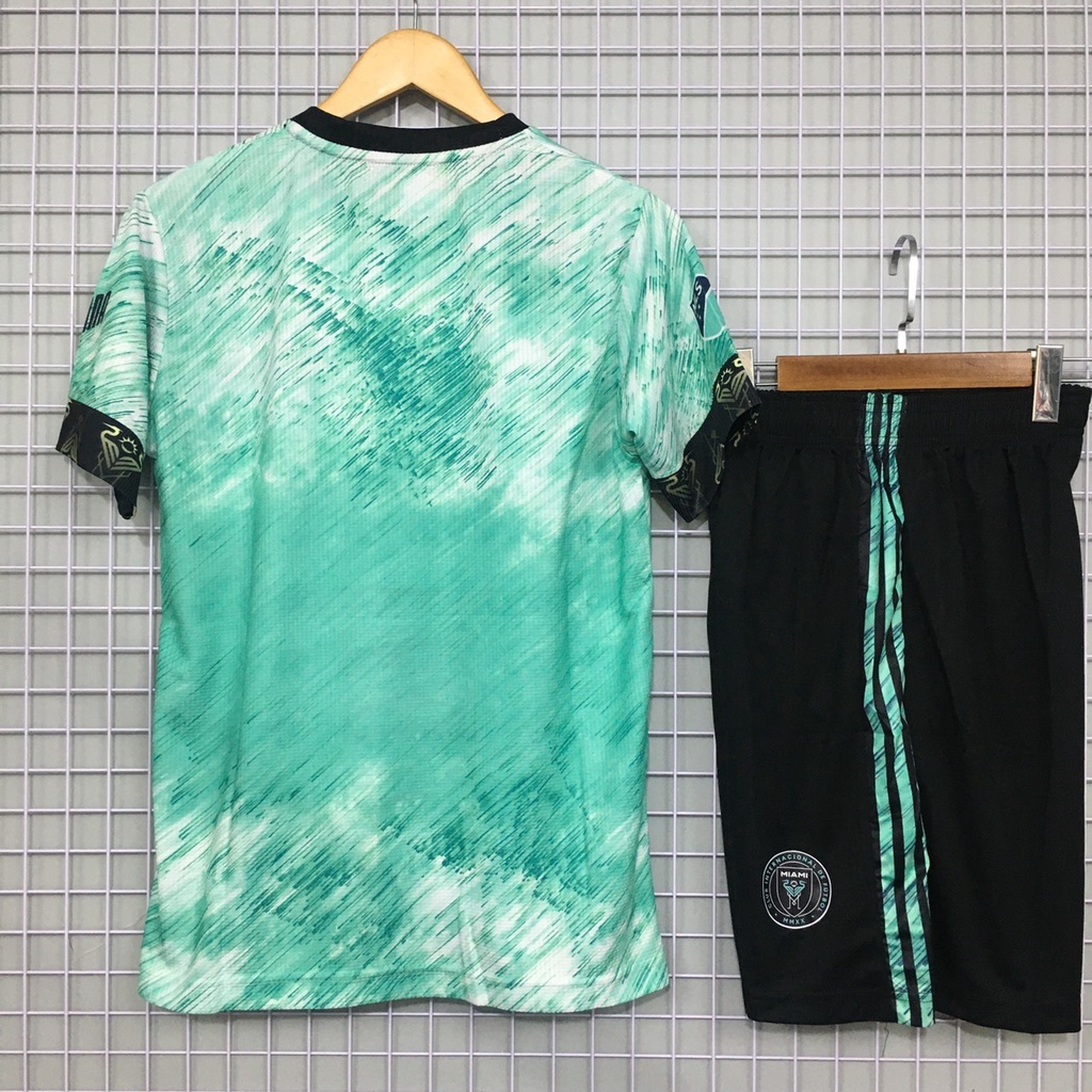 Bộ quần áo đá banh CLB inter Miami xanh ngọc 2023 thun mè cao cấp cận fex thái- FLG