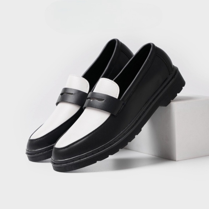 Giày Penny Loafer Black White da nguyên tấm, Giày Sơn Tùng Đế Phíp Siêu Sang Giá Gốc Tận Xưởng