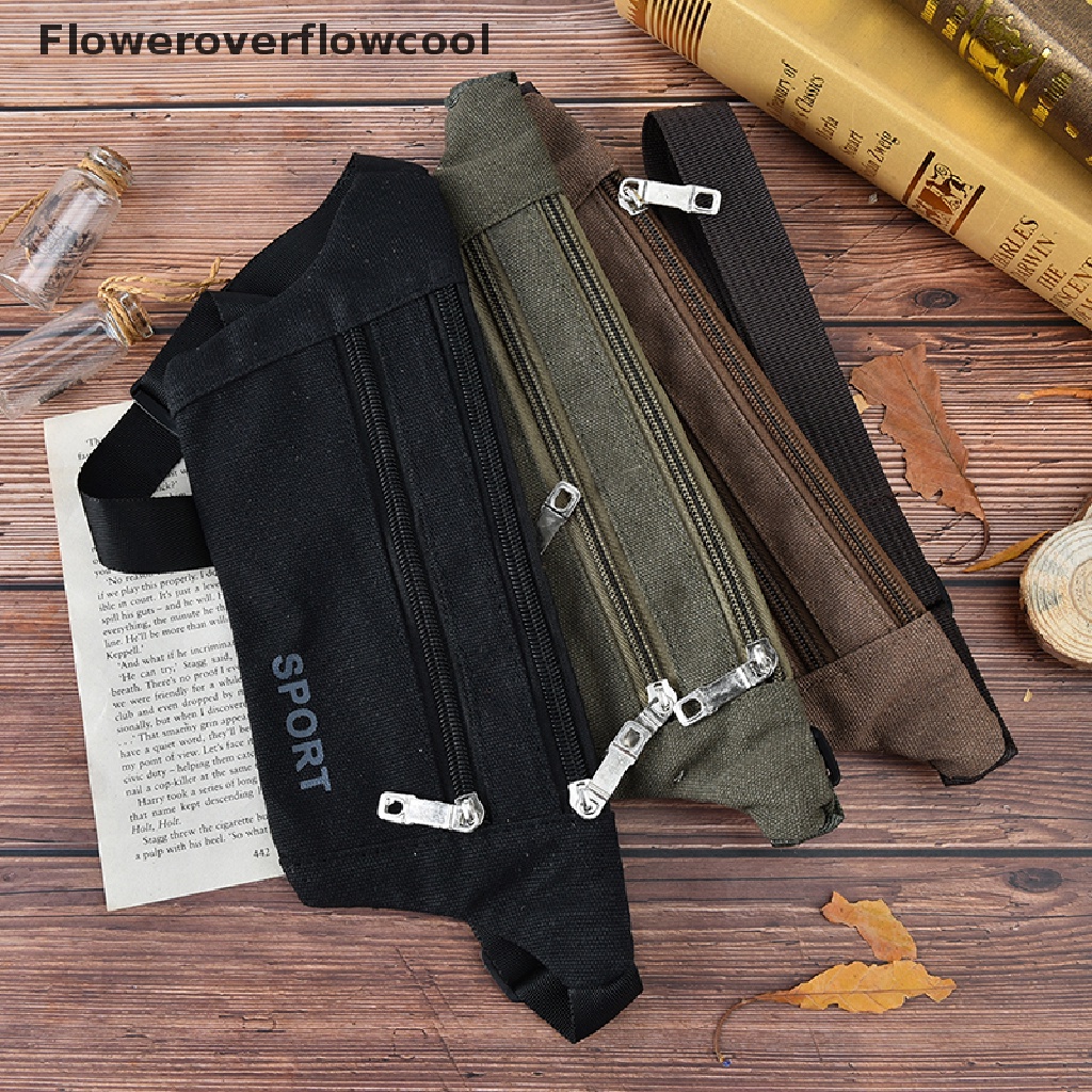 1 Túi Đeo Hông Vải Bố Sức Chứa Lớn Có Khóa Kéo Dùng Khi Chạy Bộ / Cắm Trại / Leo Núi
