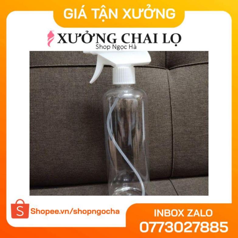 Chai nhựa pet Vòi Xịt Kính 500ml Trong Cao rỗng chiết mỹ phẩm, dung dịch , phụ kiện du lịch