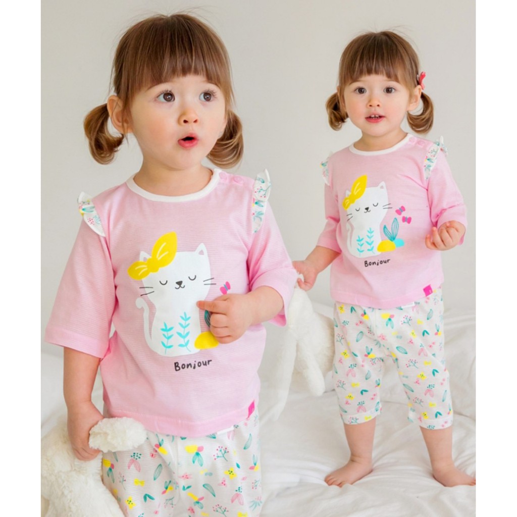 Bộ tay lửng Cotton chính hãng Cordi-i Hàn Quốc bé gái
