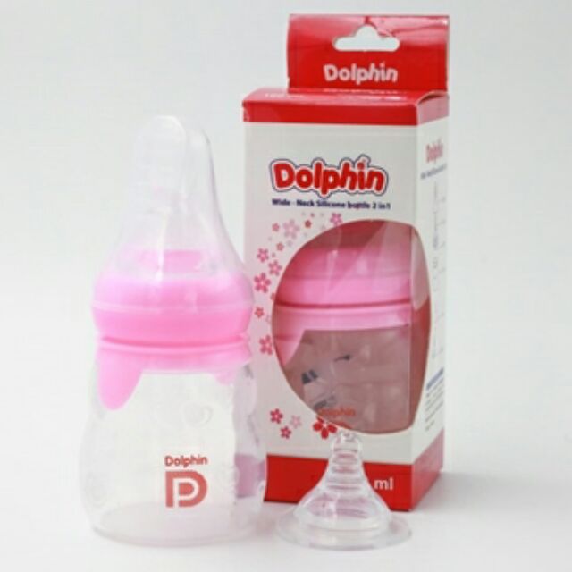Bình sữa sillicon cổ rộng 2 trong 1 Dolphin 160ml