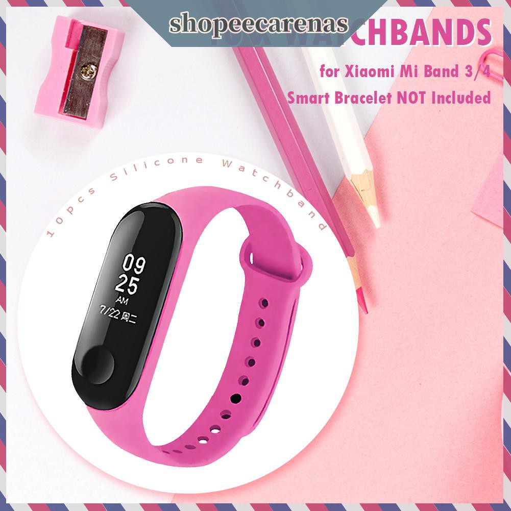 Set 10 Dây Đeo Silicon Mềm Cho Đồng Hồ Thông Minh Xiaomi Mi Band 3 / 4