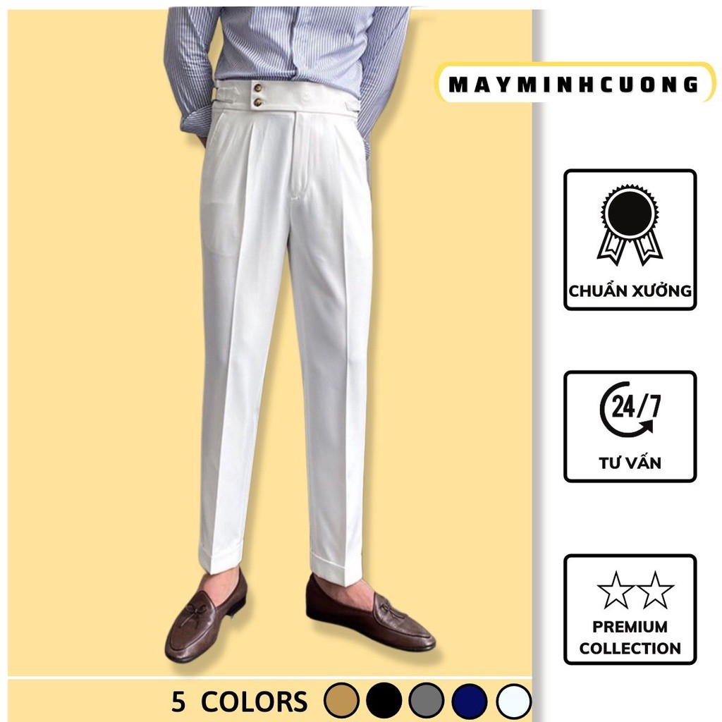 Quần tây nam SIDETAB cạp cao dáng baggy ống rộng vải cotton Hàn xu hướng thời trang 2021 - May Minh Cường - Hàng nhập kh