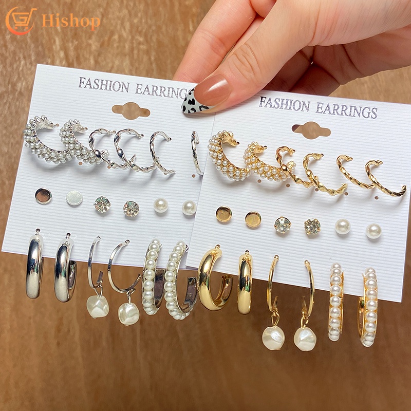 Set 9 cặp hoa tai thời trang dành cho nữ