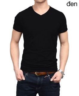 Áo phông nam cổ tim tay ngắn Áo thun trơn cổ V thun cotton