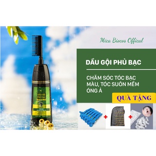 Dầu gội phủ bạc Biocos từ lá cây Henna, Hà Thủ Ô, đen tóc, mượt tóc, không xót da đầu, không lem