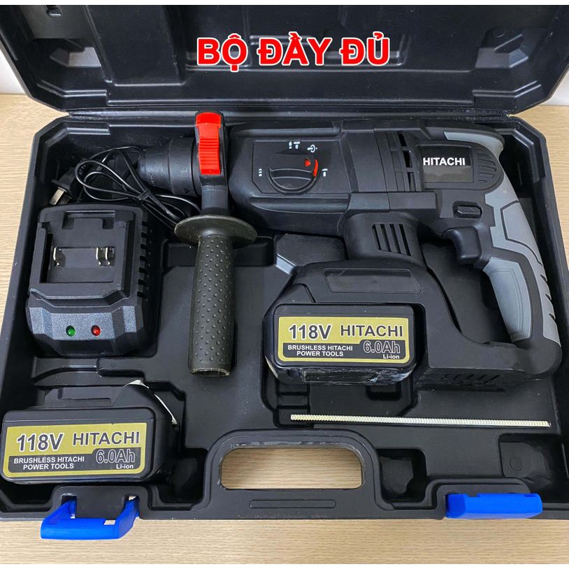Máy Khoan Đục Bê Tông HITACHI 118V, 3 Chức Năng, 2 PIN, Không Chổi Than,máy siêu khỏe