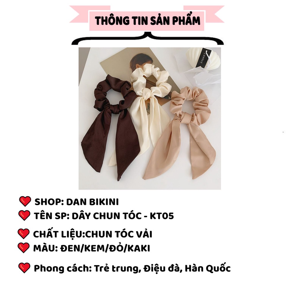 Chun Buộc Tóc ❤️FREESHIP❤️ Chun tóc vải thắt nơ mềm mại phong cách vintage❤️ Chun tóc vải to nhiều màu mã KT05