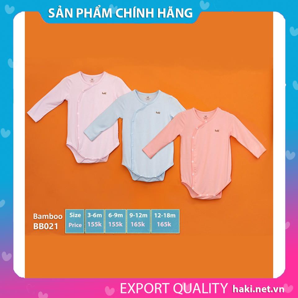 Bodysuits (chip) dài tay cài lệch vải sợi tre cao cấp siêu mềm mịn HAKI- Body cho bé trai bé gái - BB021