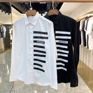 Áo sơ mi dài tay họa tiết sọc in chữ phong cách mới dành cho nam 2021