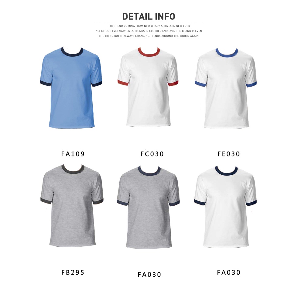 Áo thun INFINITEE Gildan Tay Viền - 76600 Premium Cotton - Adult Ringer T-Shirt