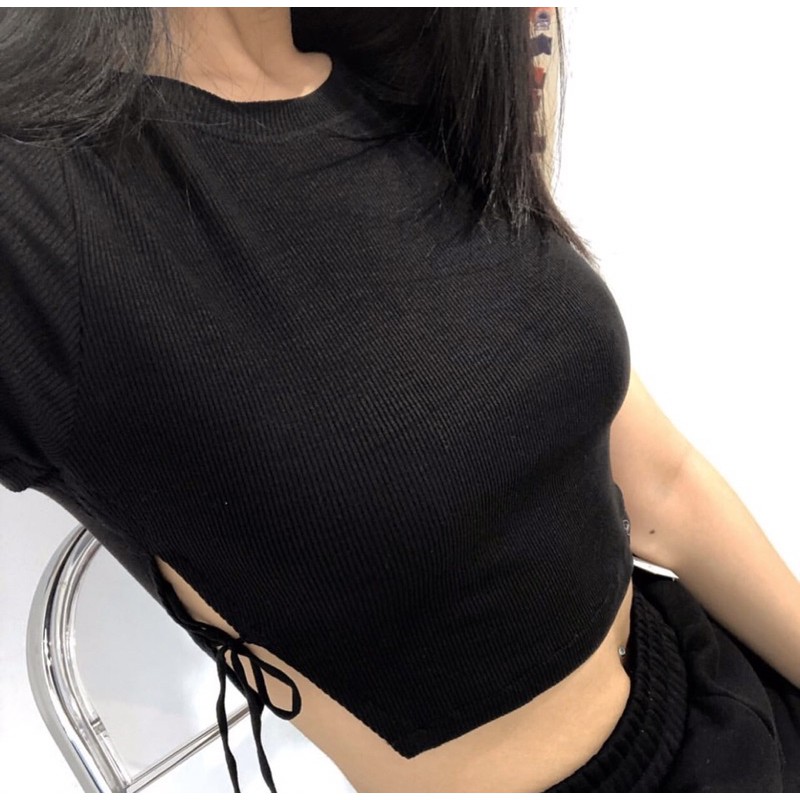 Áo Croptop Đan Dây Hông Cá Tính A64
