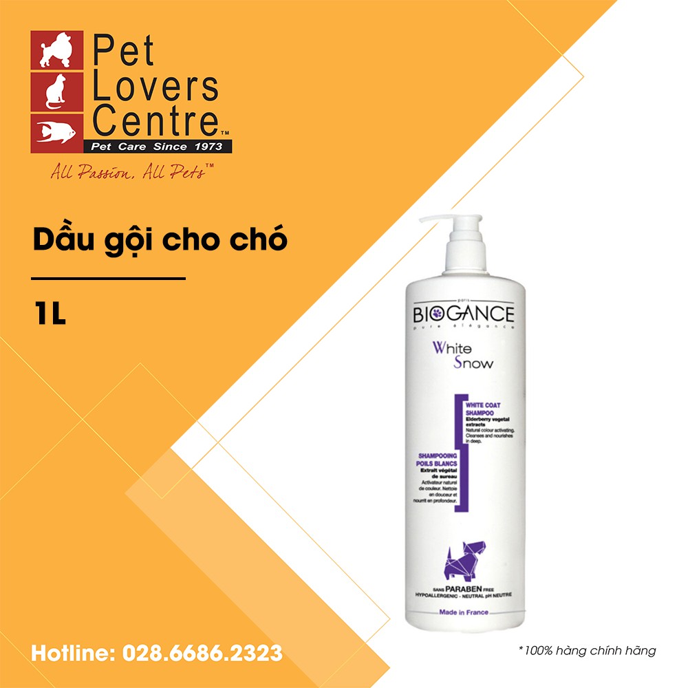 [xuất xứ Pháp] Dầu gội cho chó lông trắng BIOGANCE  WHITE SNOW SHAMPOO 1L