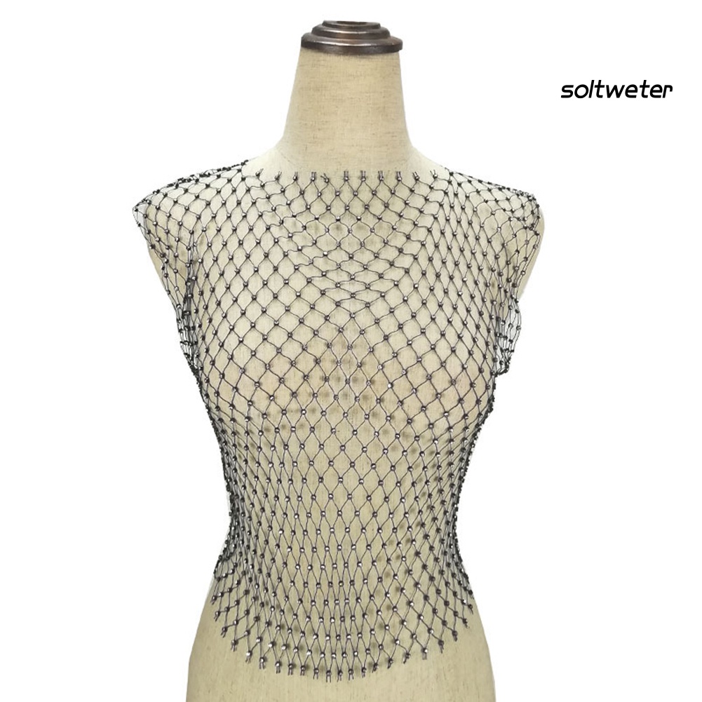 Áo Lưới Không Tay Cổ Tròn Đính Đá Quyến Rũ Thời Trang Cho Nữ