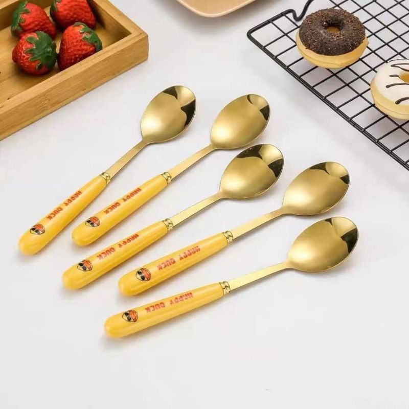 Thìa Inox Hình Vịt Vàng Dễ Thương 6 cái.