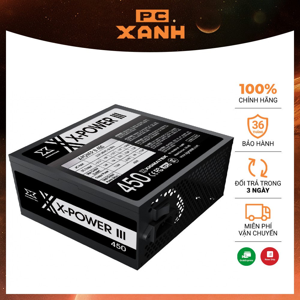 Nguồn máy tính Xigmatek X - Power III Supply X450 chuyên dành cho PC Gaming chính hãng bảo hành 36 tháng