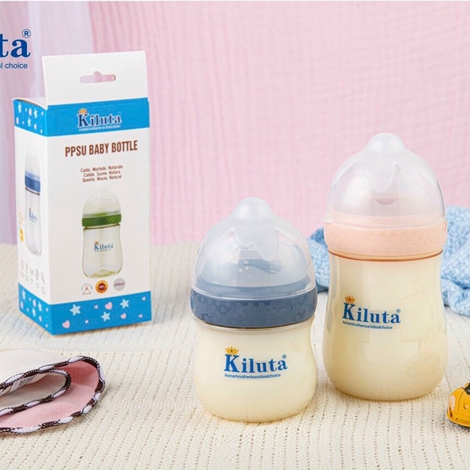 Bình sữa cao cấp có nấp kiểu hoa mai cổ rộng chống sặc và đầy hơi cho trẻ sơ sinh từ 0 tháng tuổi.
