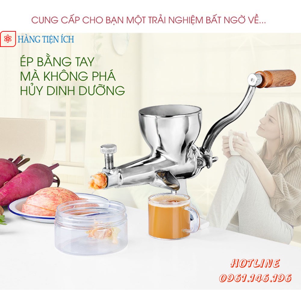 Máy ép chậm cỏ lúa mì bằng tay Inox Cổ điển - Bảo hành 1 năm
